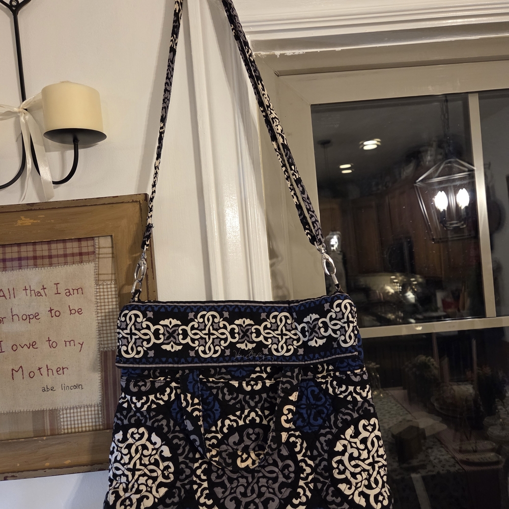 Vera Bradley Navy and Cream Quilted Hobo Shoulder Bag